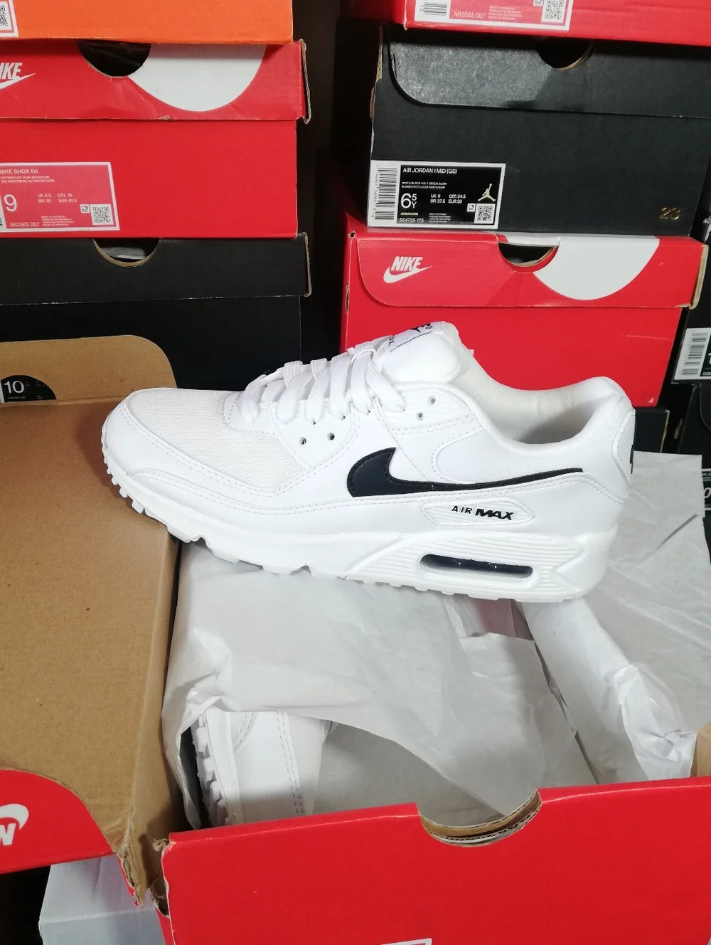 NIKE AIR MAX 90S ESSENTIAL WHITE-BLACK WOMEN US SIZE 9 BRAND NEW IN BOX - Picture 4 of 13